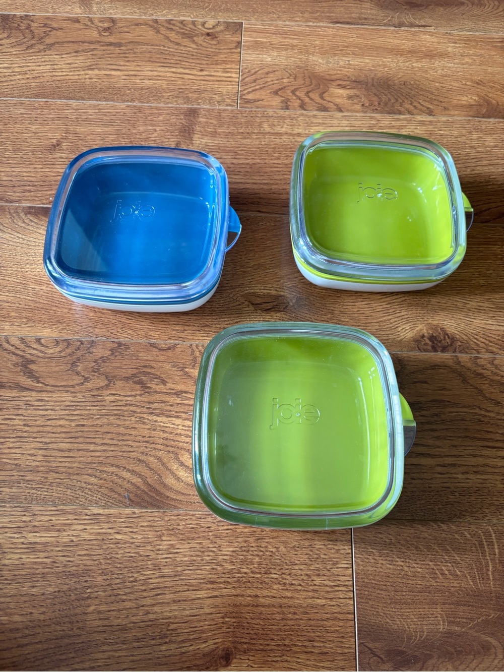 Joie Square Stackable Food Containers - Blue & Lime set of 3